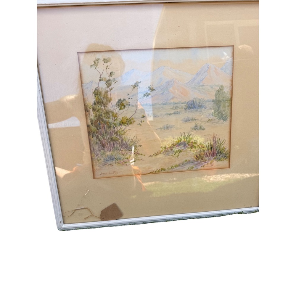 Jane L Fox Original Watercolor Painting Desert Mountain Landscape Framed Signed